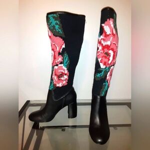 Nanette Lepore Leather and Knit Knee High Boots size 9.5